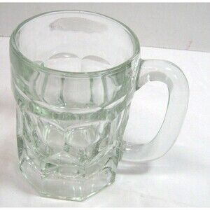 Vintage Vintage Thumbprint Clear Glass Beer Mugs 4 3/4” Tx 3 1/4” W